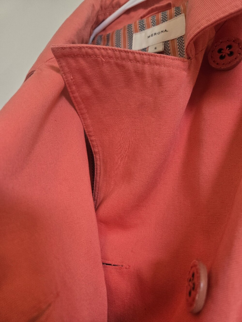 Merona Coral Double-Breasted Trench Coat with Belt - Picture 8 of 9